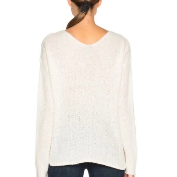 ATM Sweater Womens Medium Cream Soft V Neck Oversized Knit Cashmere Wool Silk - Picture 4 of 11